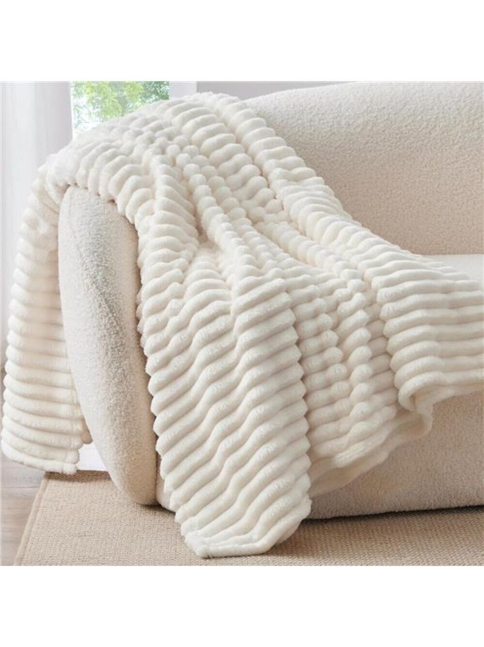Fleece Throw Blanket Soft Warm Cozy Striped Decorative Couch Blanket 50x60 Gift